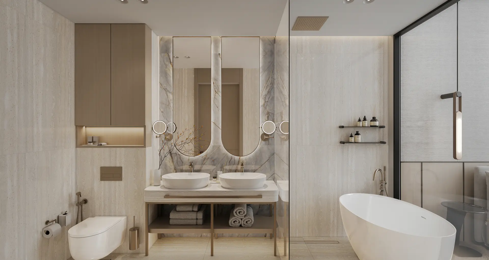 Master bathroom with luxury finishes at Sheraton Residences Al Marjan Island Ras Al Khaimah