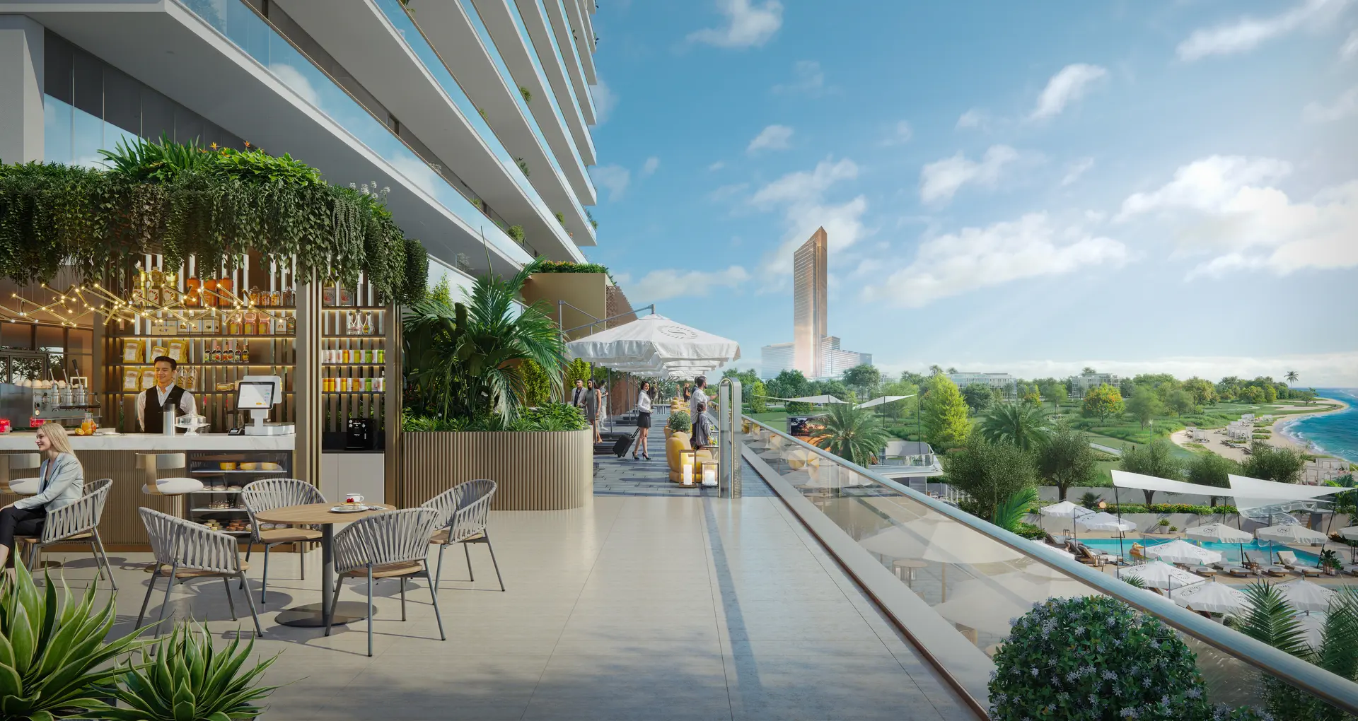 Mezzanine level interior at Sheraton Residences Al Marjan Island luxury beachfront development in Ras Al Khaimah